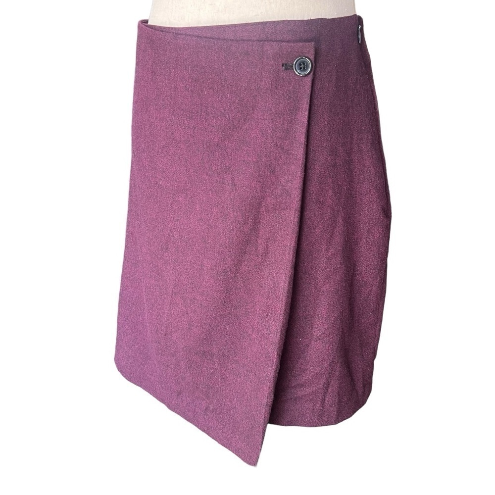 Banana Republic Burgundy Wrap Asymmetric Skirt Above Knee Fall Office Size 6 - Picture 3 of 11